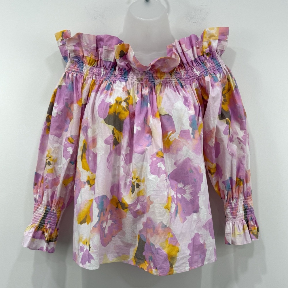 Christy Lynn Regina Top M Cottagecore Feminine Off The Shoulder Floral Peasant